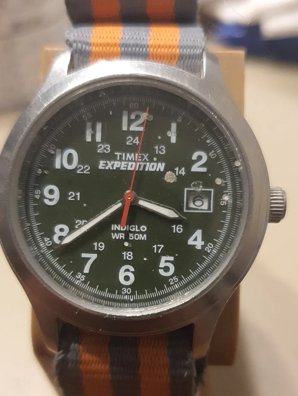 Timex Expedition Silver/Green Nylon Men's Field Watch w/Date
